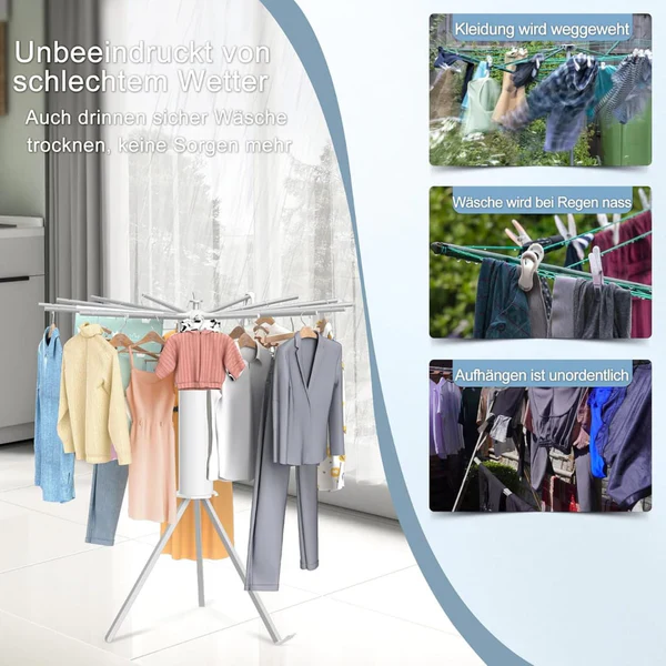 Foldable 360° Rotating Clothes Drying Stand | Aluminum Tripod Laundry Rack - Image 4